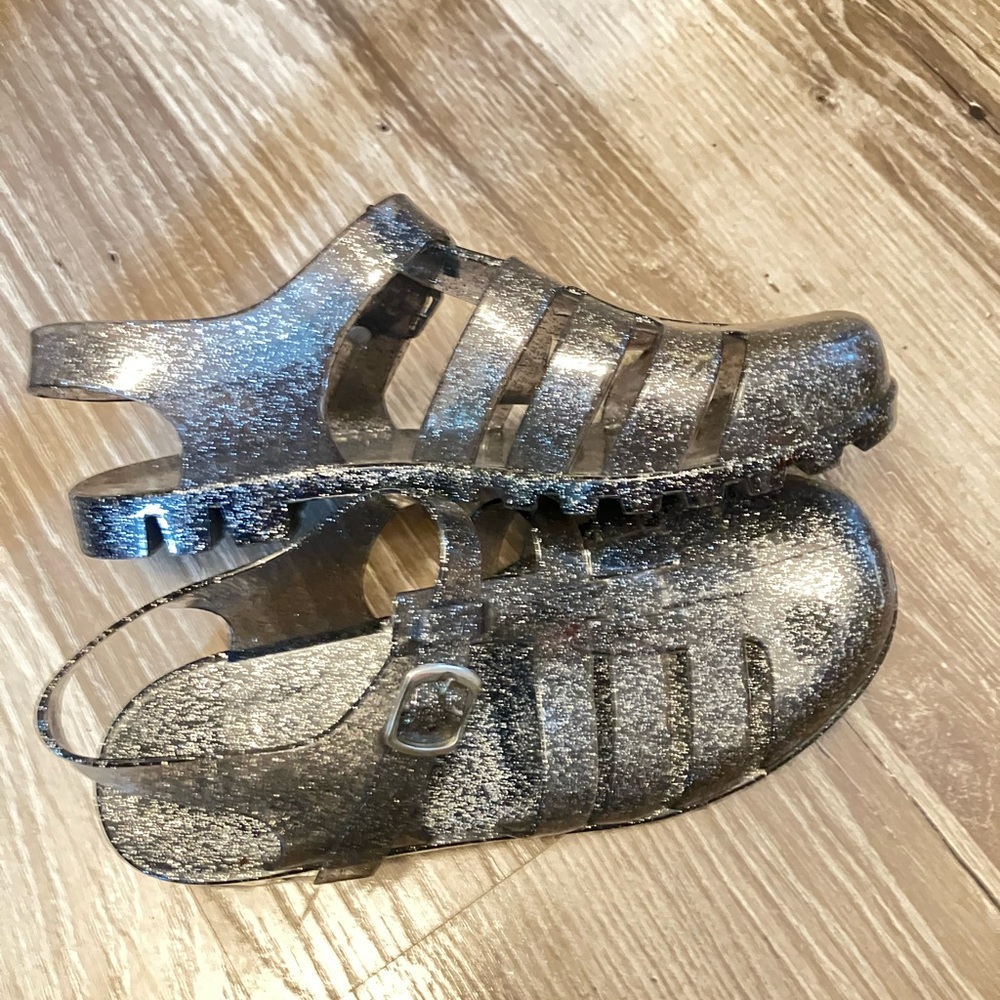 Y2K Glitter Jelly Sandals - Silver